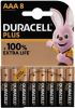 Duracell Alkalinebatterij AAA Plus 100% 4 8 of 12 eenheden online kopen