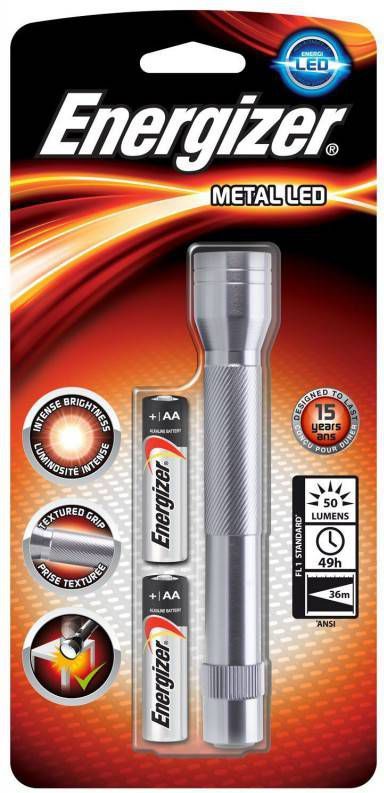 Merkloos Energizer Zaklamp Metal Led 2aa, Inclusief 2 Aa Batterijen, Op Blister online kopen