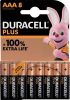 Duracell Alkalinebatterij AAA Plus 100% 4 8 of 12 eenheden online kopen