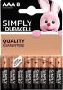 Duracell 8x Aaa Simply Batterijen Alkaline Lr03 Mn2400 1.5 V Minipenlites Aaa Batterijen online kopen